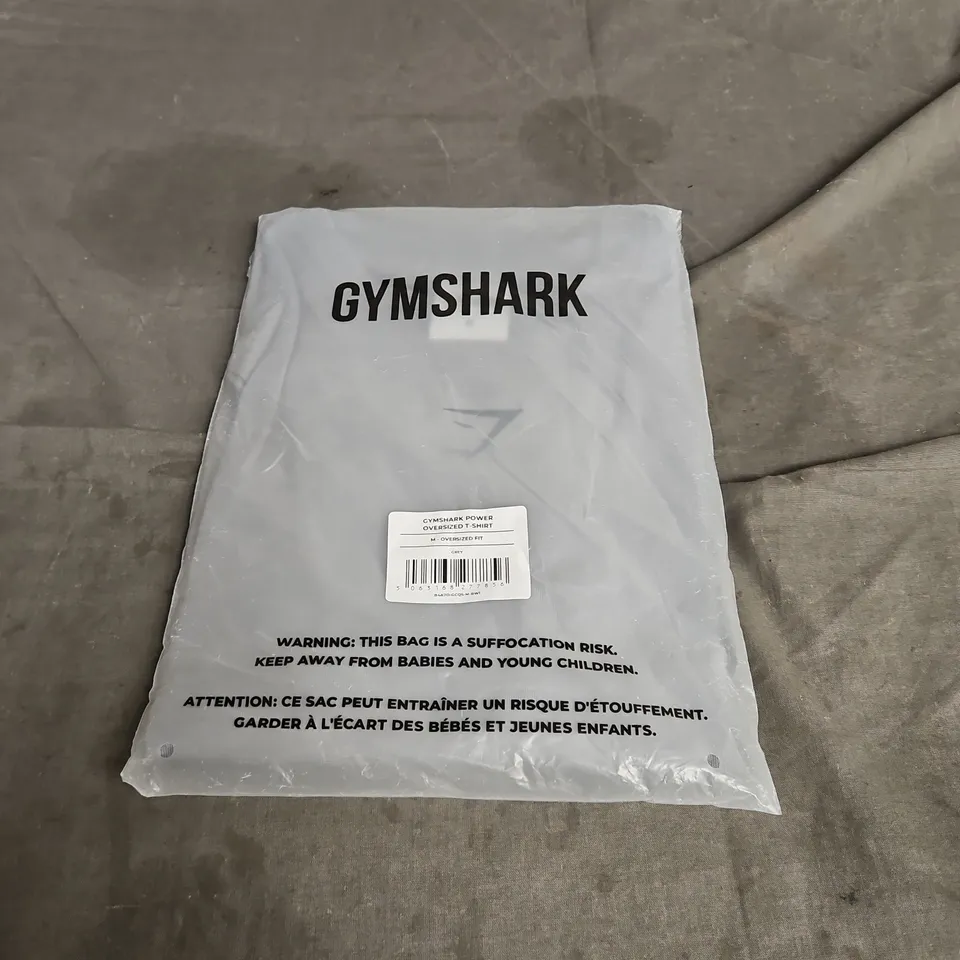 SEALED GYMSHARK POWER OVERSIZED TSHIRT IN GREY SIZE M