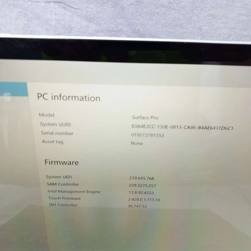 MICROSOFT SURFACE PRO 256GB