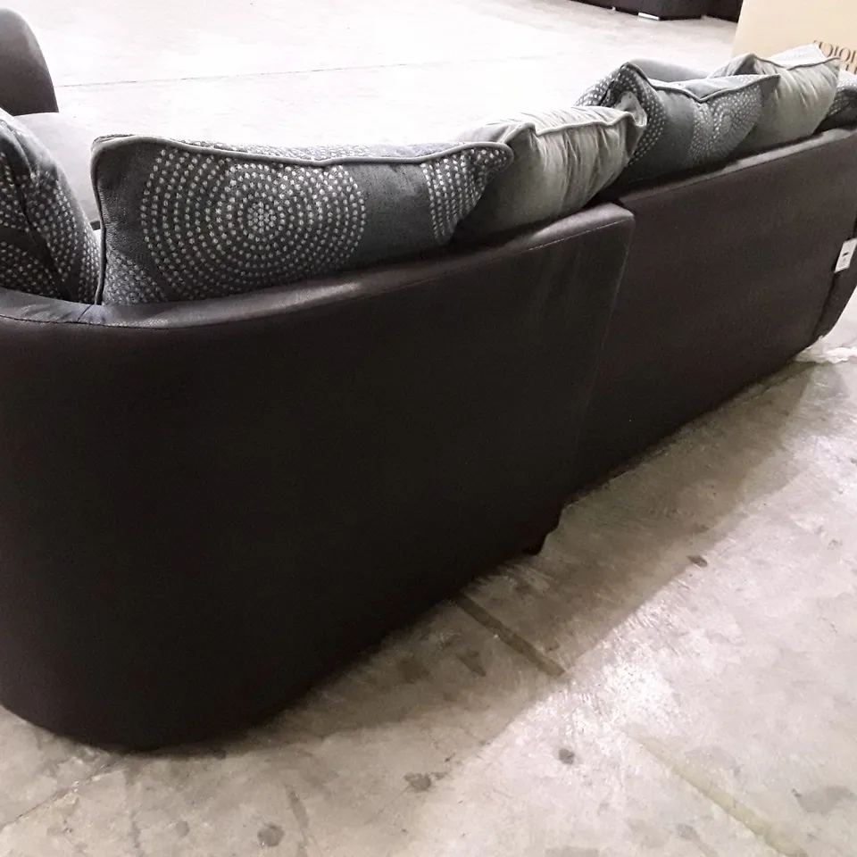 QUALITY DESIGNER DANUBE RH CORNER GROUP SOFA - GREY/BLACK FABRIC