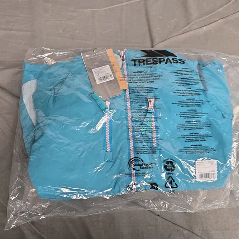 BAGGED TRESPASS MARYBANK WOMEN'S RAIN JACKET – LIGHT TEAL – UK 9-10