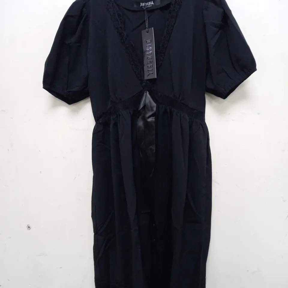 DISTURBIA MORTUARY LACE BUTTON UP MIDI DRESS IN BLACK - UK 12