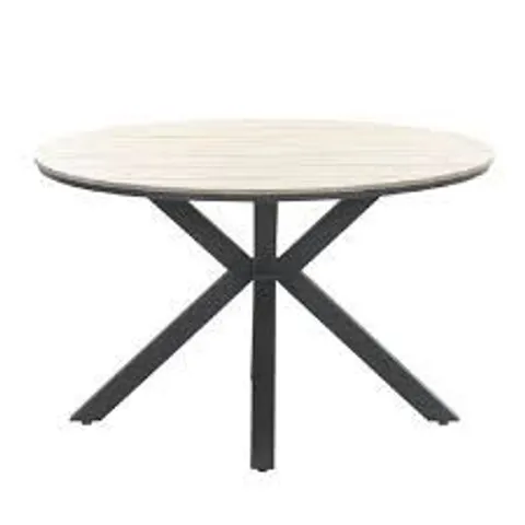 BOXED EZRA 2 ROUND DINING TABLE - RUSTIC WOOD EFFECT (1 BOX)