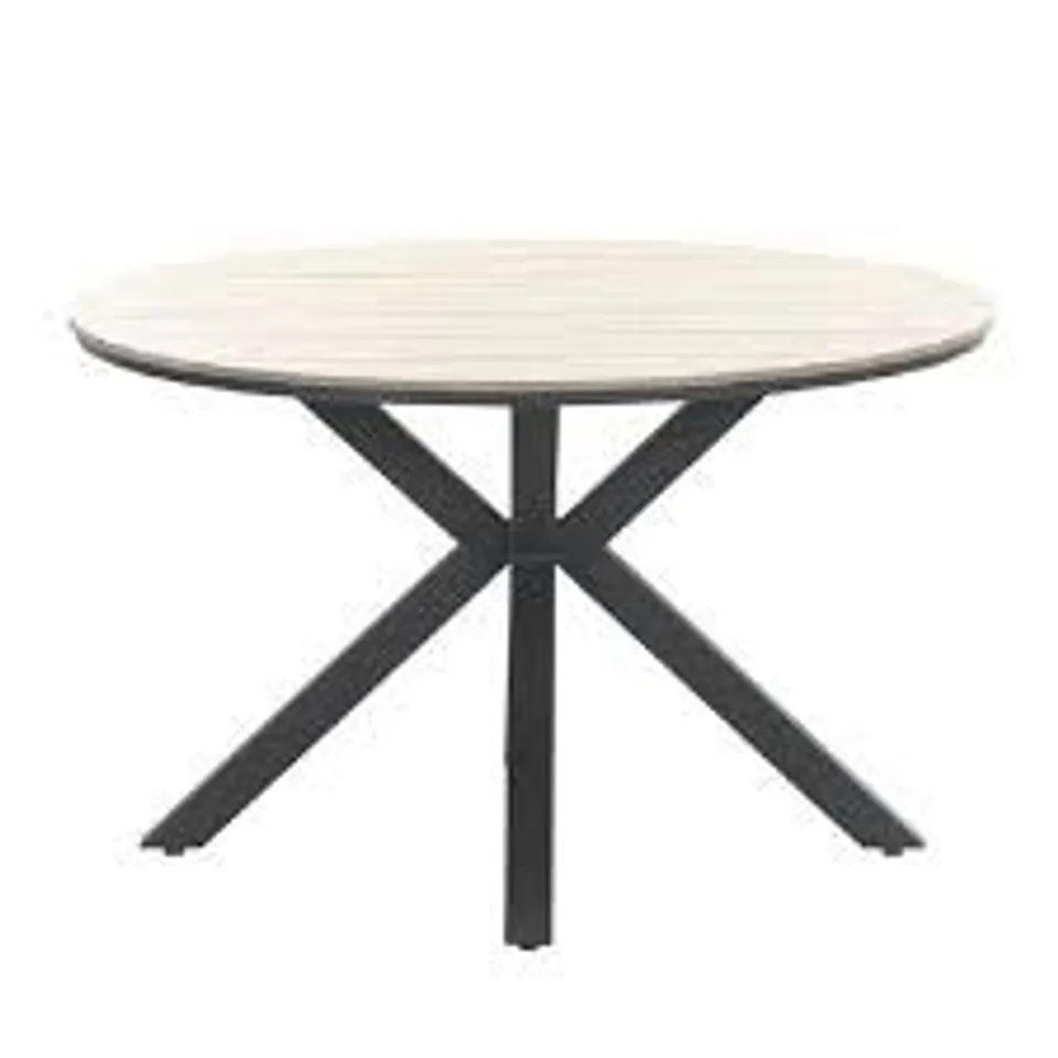 BOXED EZRA 2 ROUND DINING TABLE - RUSTIC WOOD EFFECT (1 BOX)
