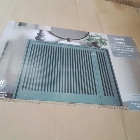 BOXED DUNELM SELF ASSEMBLY RADIATOR COVER WITH STORAGE -BOTTLE GREEN-