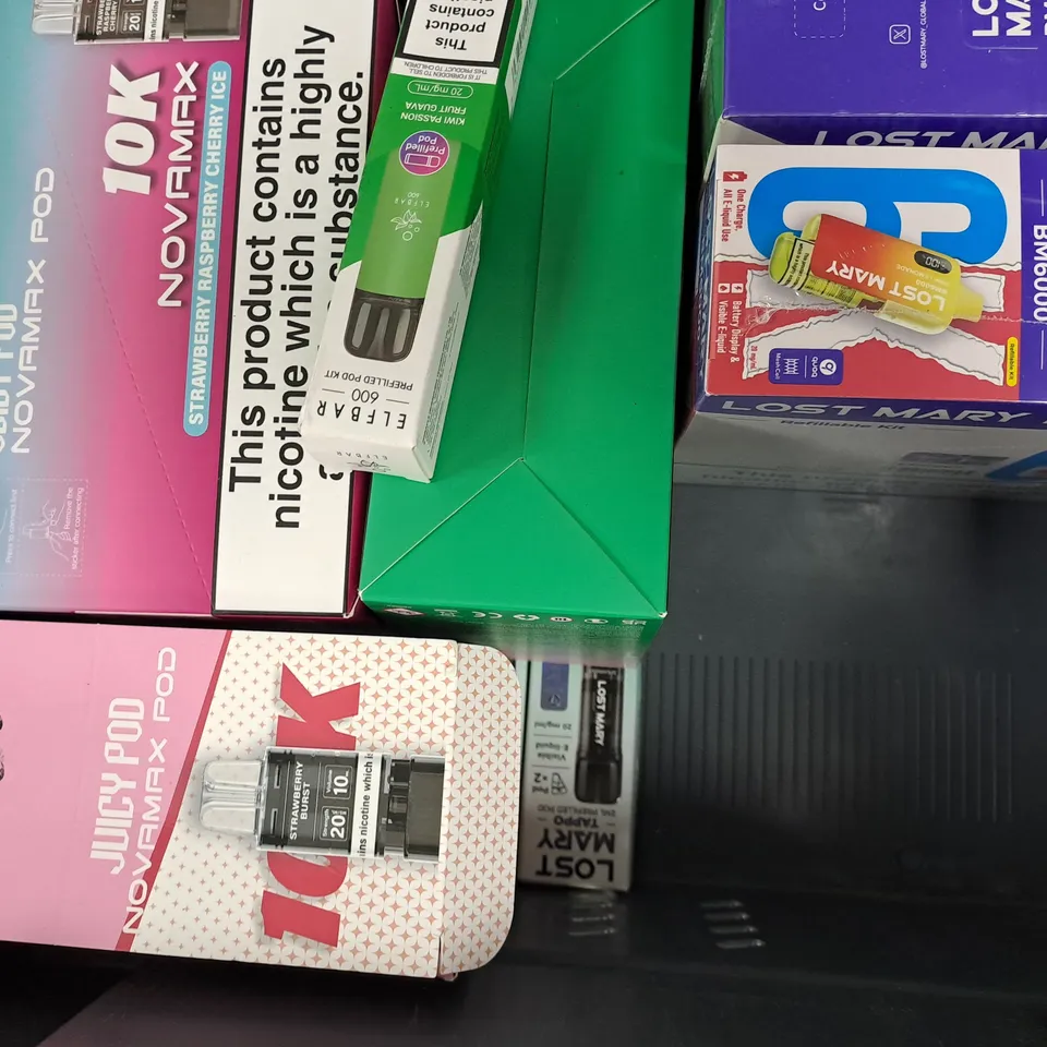 APPROXIMATELY 10 ASSORTED E-CIGARETTE AND VAPE ITEMS TO INCLUDE IVG, DOJO, LOST MARY, ETC