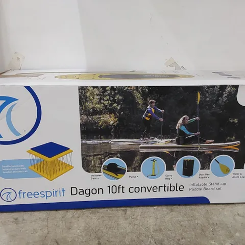 BOXED FREESPIRIT DAGON 10FT CONVERTIBLE INFLATABLE STAND-UP PADDLE BOARD SET (1 BOX)
