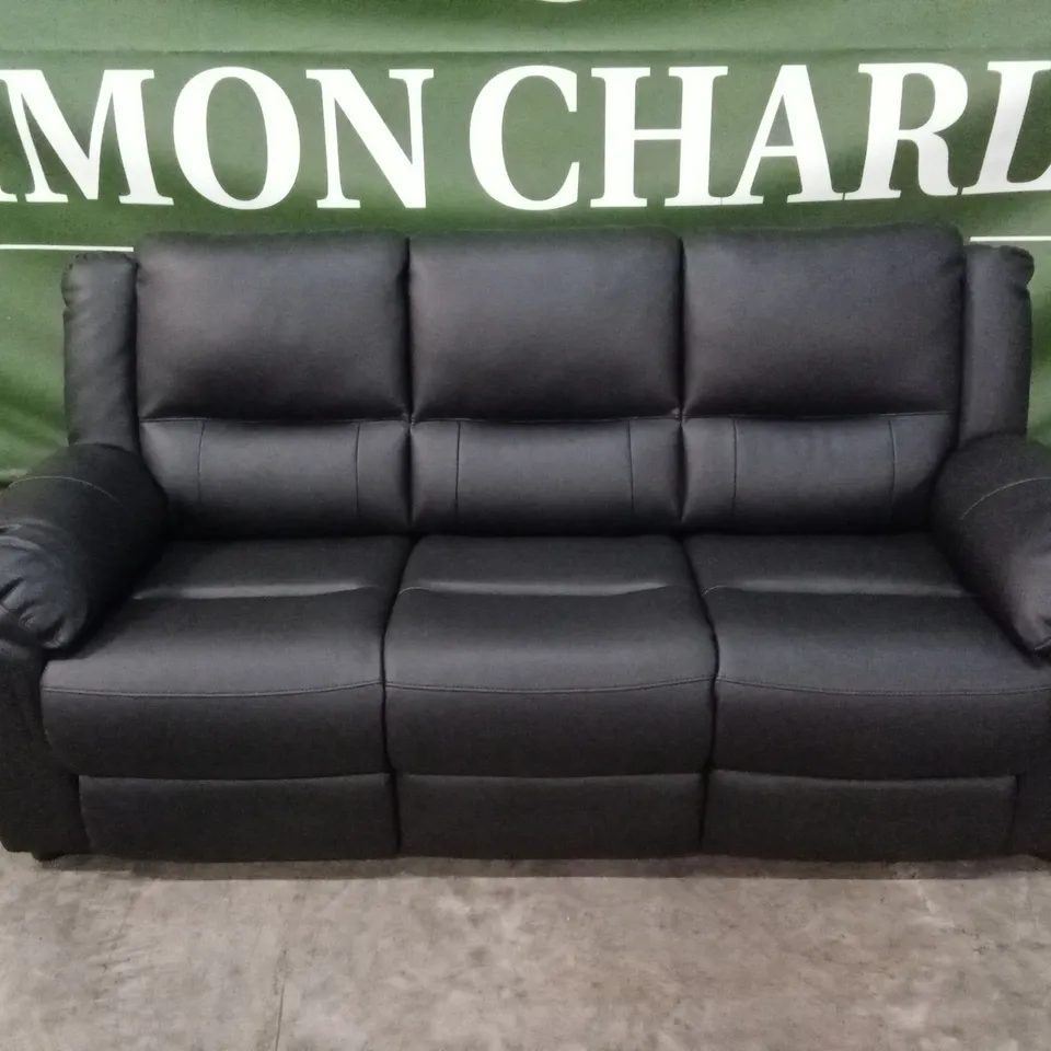 ALBION LUXURY FAUX LEATHER HIGH BACK 3 SEATER SOFA - BLACK RRP £599