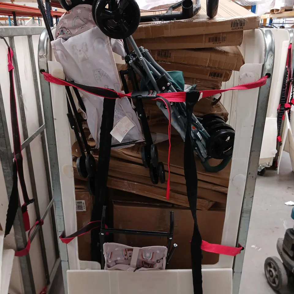 CAGE OF 20 ASSORTED ITEMS TOO INCLUDE SAFETY GATES , PRAMS , BED RAILS , ETC 