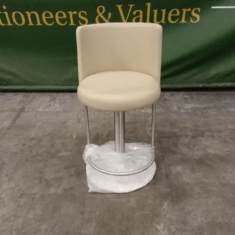 MONZA CREAM PU BAR STOOL WITH STAINLESS STEEL BASE
