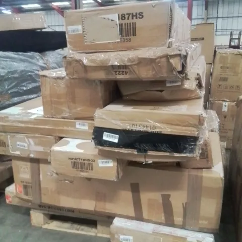 PALLET CONTAINING VARIOUS ASSORTED INCOMPLETE FURNITURE PARTS AND OTHER HOUSEHOLD ITEMS.
