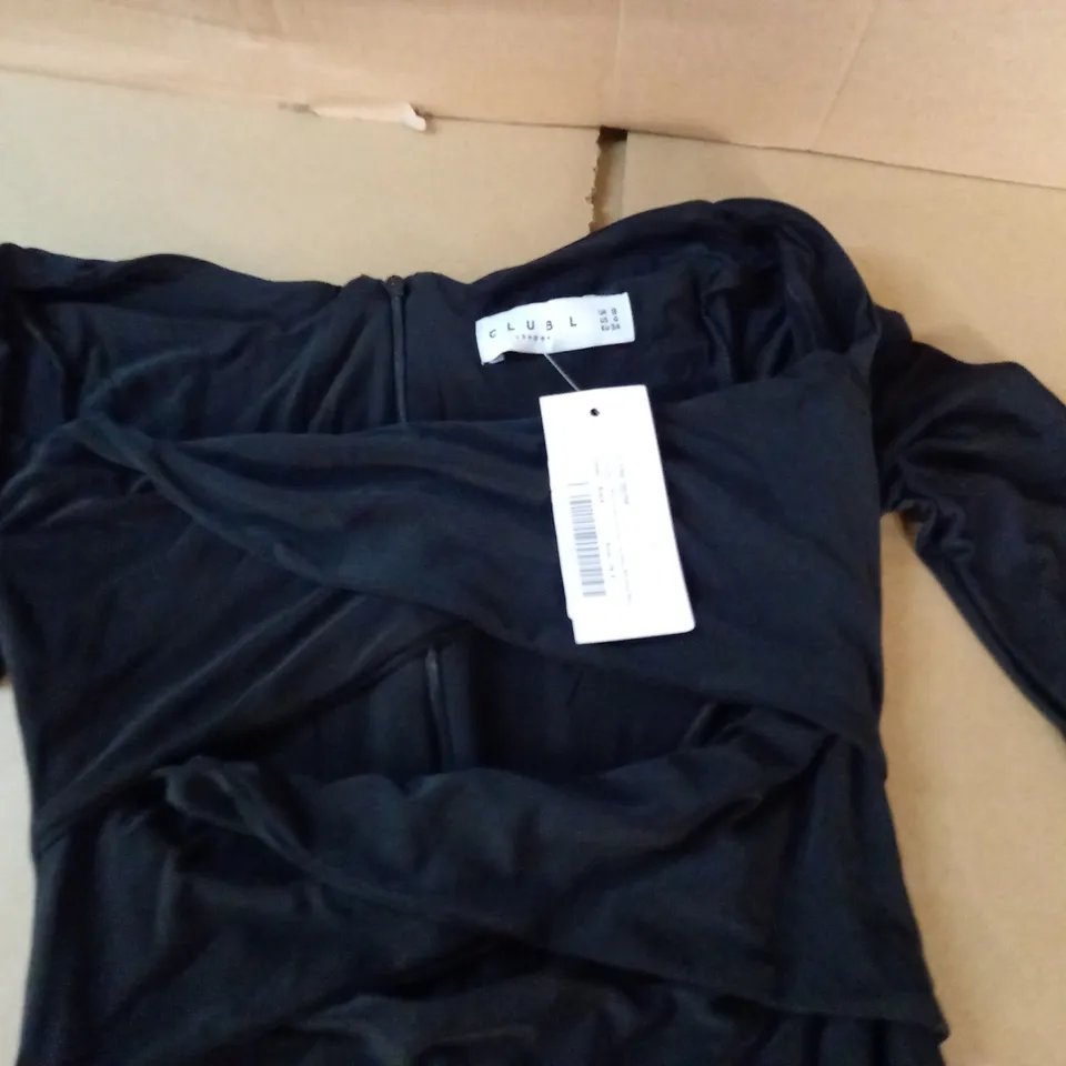 CLUB OF LONDON TWIST FRONT LONG SLEEVE MIDI DRESS - UK 8