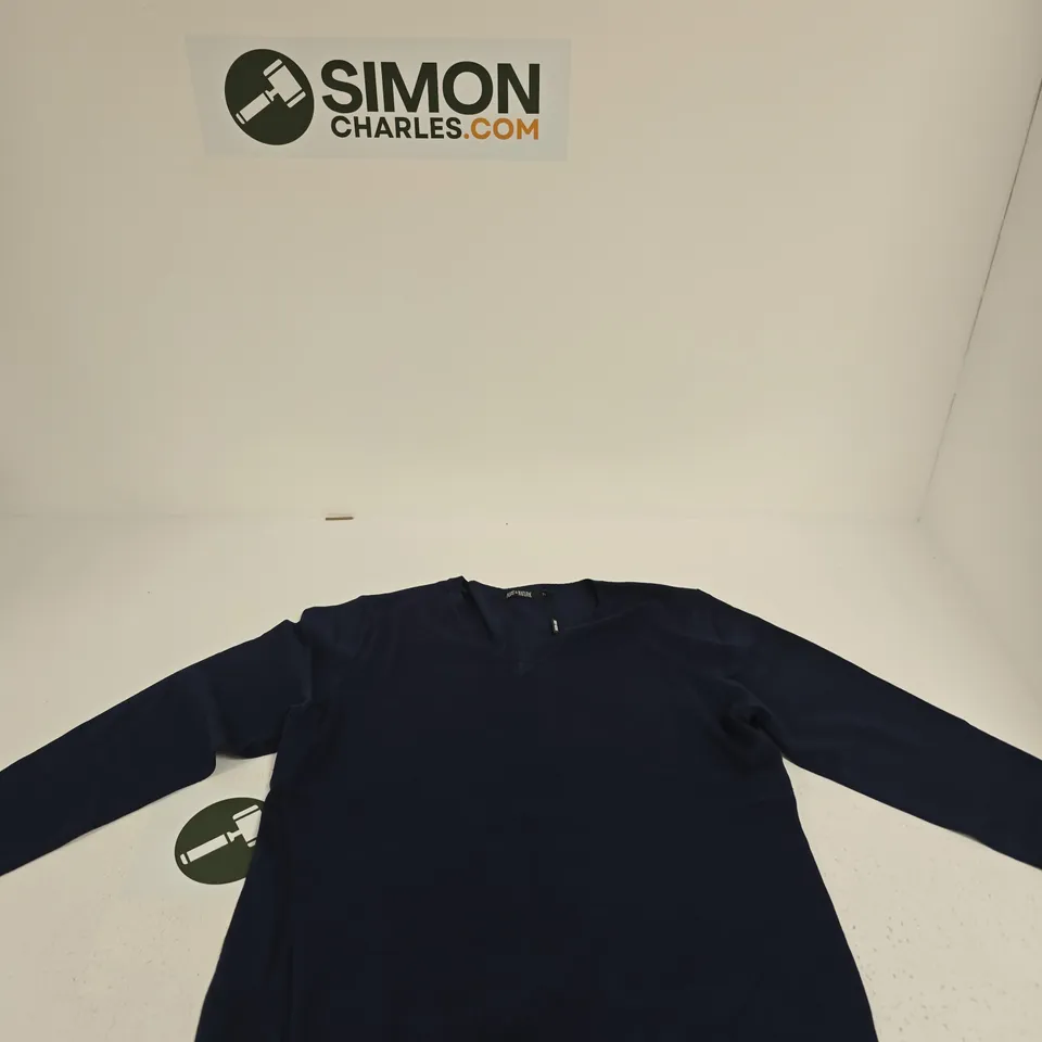PURE & NATURAL LADIES V-NECK JUMPER – NAVY, UK SIZE 14 (STYLE NO: VLK16934)