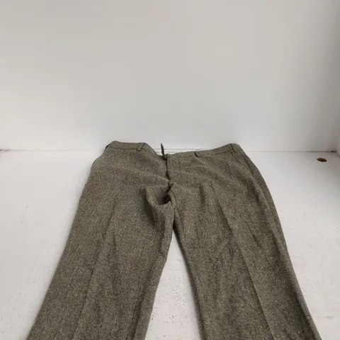 MOSS LONDON SLIM FIT WOOL TROUSERS – MEN'S, UK 38 (38IN WAIST) GREY/GREEN