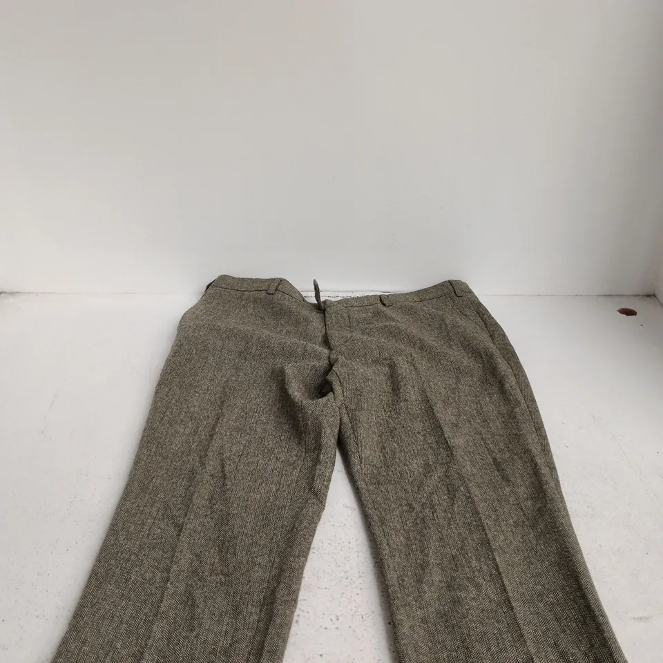 MOSS LONDON SLIM FIT WOOL TROUSERS – MEN'S, UK 38 (38IN WAIST) GREY/GREEN