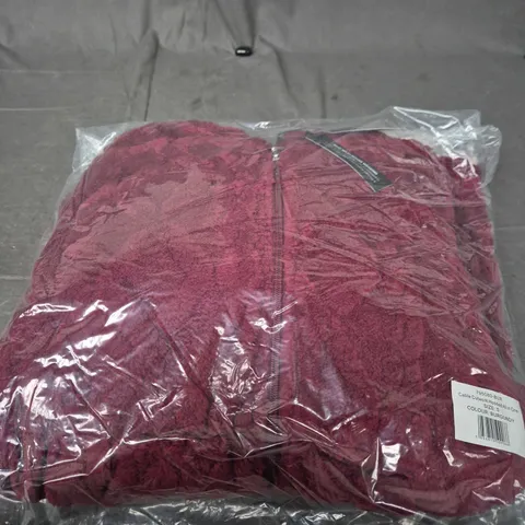 LOUNGEABLE CABLE CUTWORK HOODED ALL IN ONE – BURGUNDY – SIZE S