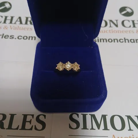 18CT GOLD THREE STONE RING SET WITH NATURAL DIAMONDS WEIGHING +1.60CT