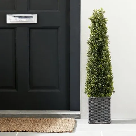 BOXED ARTIFICIAL BOXWOOD CONE TREE 90cm