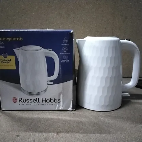 BOXED RUSSELL HOBBS WHITE HONEYCOMB KETTLE