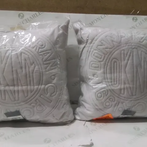 BRAND NEW SEALED SET OF 2 CIRCLE LOGOS CUSHIONS WITH FILLING COLOUR SILVER