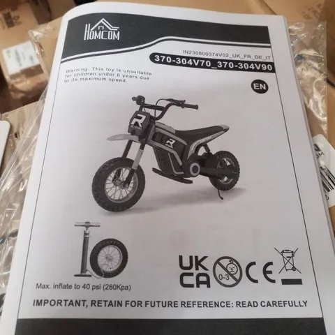 BOXED HOMCOM ELECTRIC MOTORBIKE WITH TWIST GRIP THROTTLE 24V BLUE