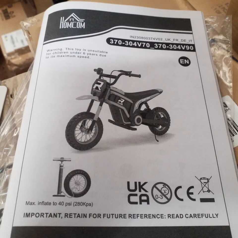 BOXED HOMCOM ELECTRIC MOTORBIKE WITH TWIST GRIP THROTTLE 24V BLUE