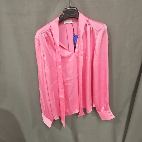 HERMOSA PINK WOMEN'S SATIN-STYLE BLOUSE – UK 18 (EU 44 / 2XL)