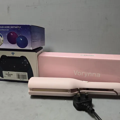 BOX OF APPROXIMATELY 12 ASSORTED ITEMS TO INCLUDE - VORYNNA HAIR STRAIGHTER , TRANSFORM YOUR HOME INSTANTLY , CONTROLLER ETC