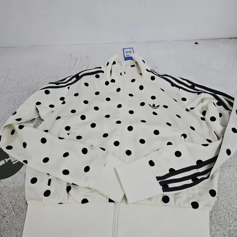 ADIDAS ORIGINALS POLKA DOT TRACK TOP – WHITE WITH BLACK DOTS, UK  S