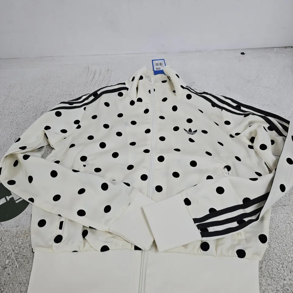 ADIDAS ORIGINALS POLKA DOT TRACK TOP – WHITE WITH BLACK DOTS, UK S
