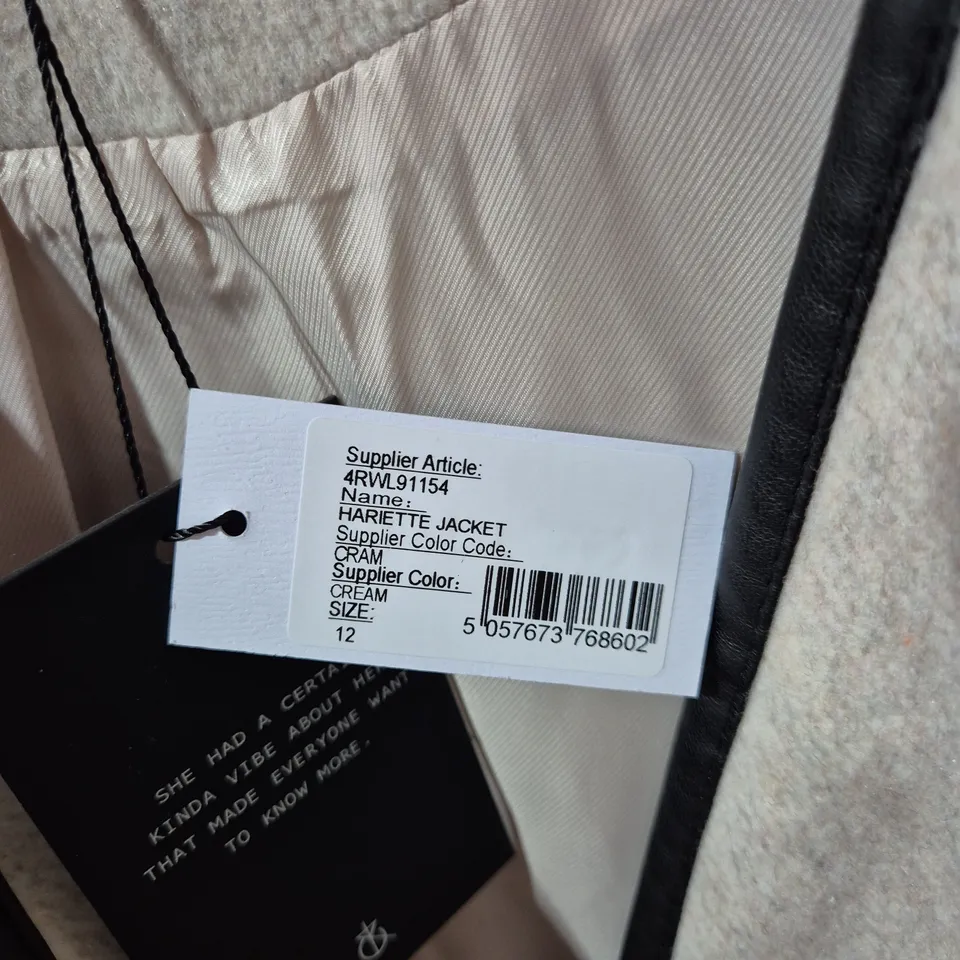 4TH-RECKLESS HARIETTE JACKET – CREAM, UK 12