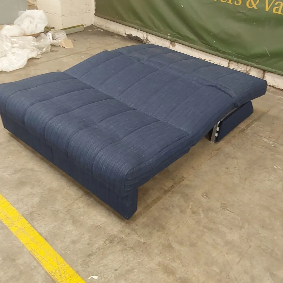 QUALITY DESIGNER APPLEY 3 SEATER SOFA BED - BLUE FABRIC