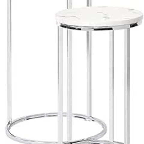 BOXED NEST OF TABLES ROUND COFFEE TABLE WITH MARBLE DESKTOP METAL FRAME (SET OF 2)
