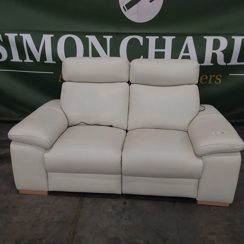 QUALITY ITALIAN DESIGNER MERRY DUE POWER RECLINING TWO SEATER SOFA WHITE LEATHER 