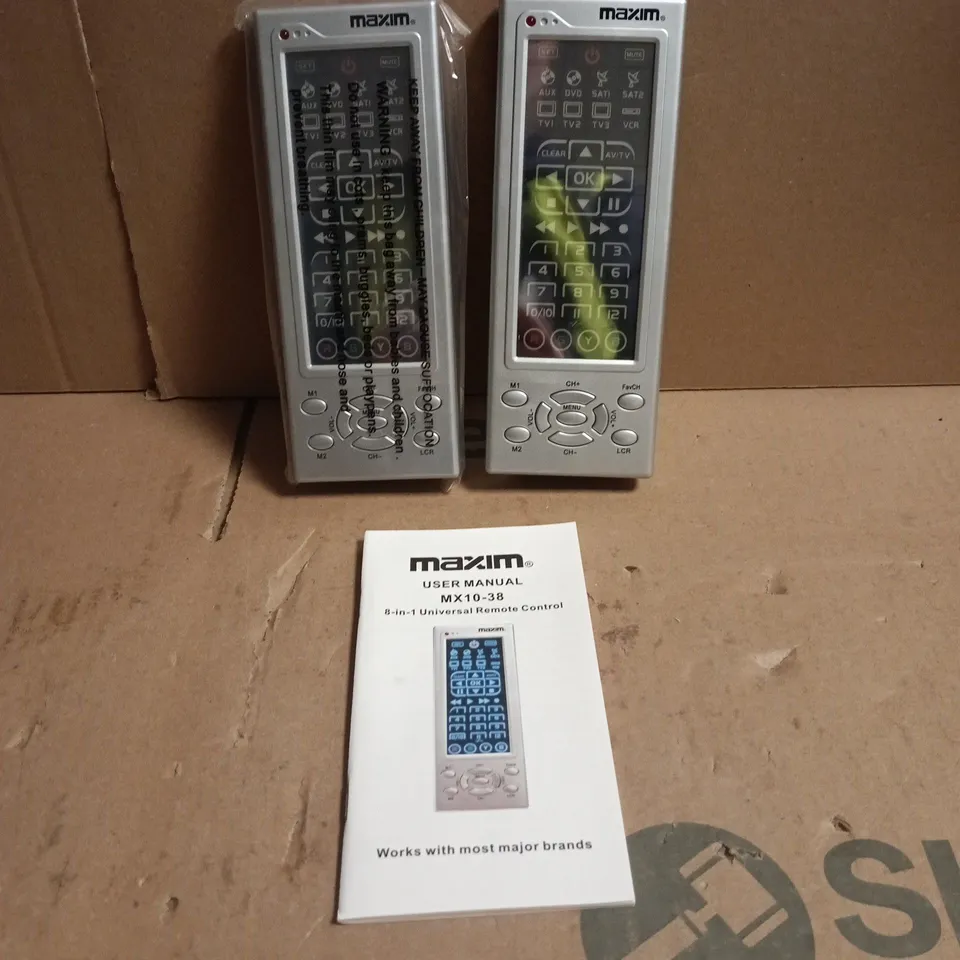 BOX OF 20 X MAXIM 8 IN 1 UNVERSAL REMOTE CONTROL (2 PER PACK, 40 IN TOTAL)