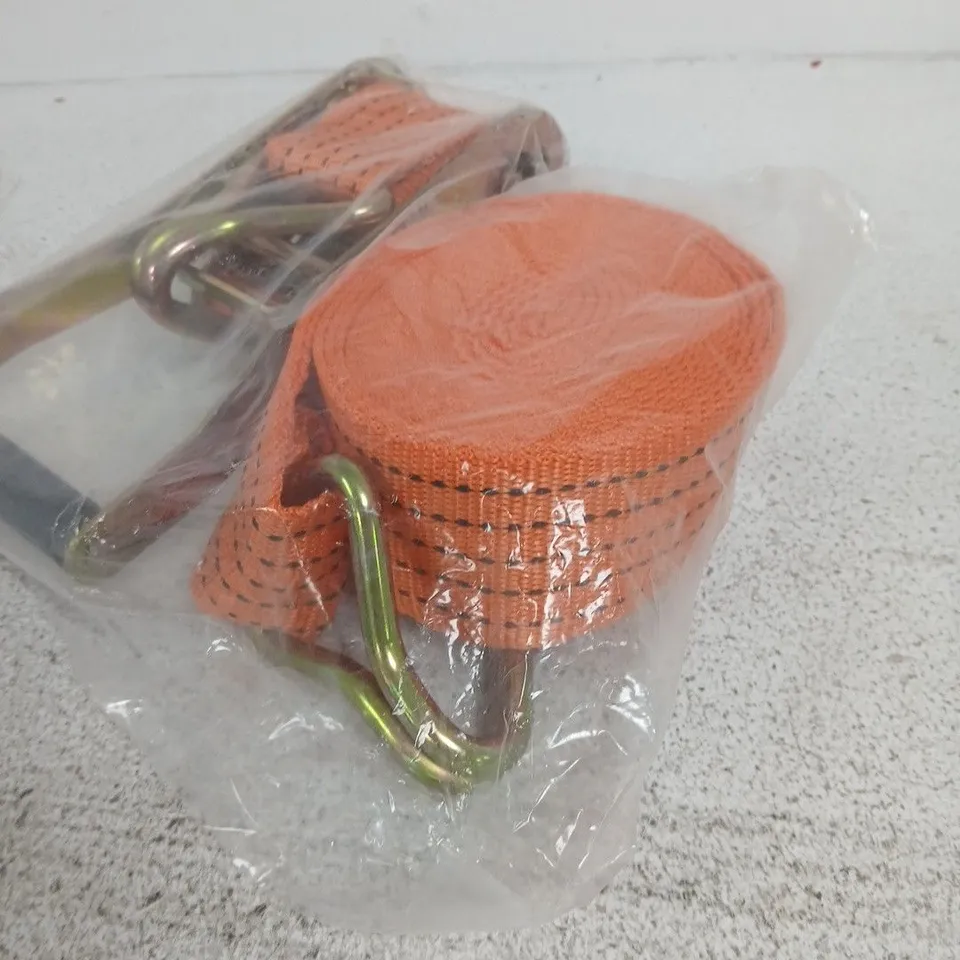 ORANGE NYLON RATCHET STRAP WITH HOOKS – HEAVY-DUTY TIE-DOWN STRAP