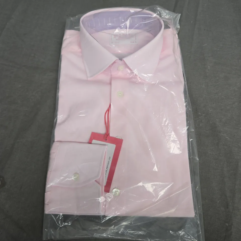 SEALED PINK SLIM FIT FORMAL PLAIN POPLIN SHIRT PINK - SIZE 15.0R NECK