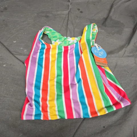 FRUGI SWIM TEGAN REVERSIBLE TANKINI – 7-8Y, SUMMER STRIPE/GREEN DAISY