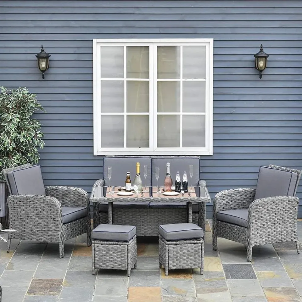 BOXED FIFI 6 SEATER RATTAN SOFA SET (2 BOXES)