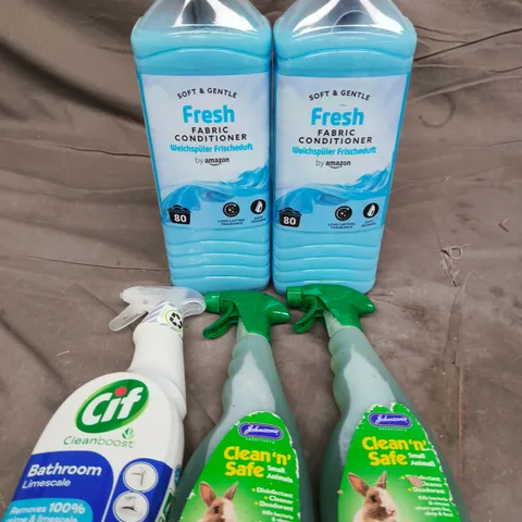 5 X ASSORTED CLEANING PRODUCTS TO INCLUDE FABRIC CONDITIONER, CIF BATHROOM SPRAY & DISINFECTANT CLEANER 
