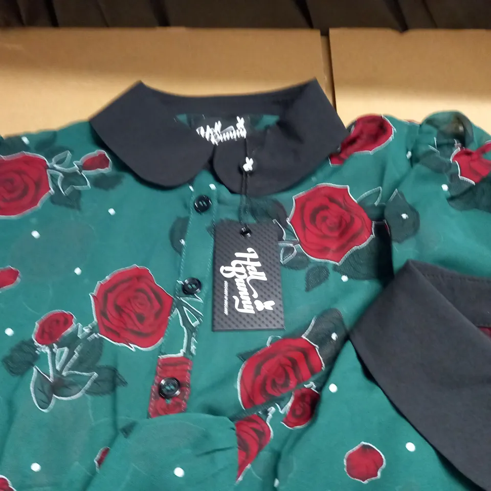 LOT OF 3 HELL BUNNY ROSE PRINT SHIRTS - VARIOUS SIZES