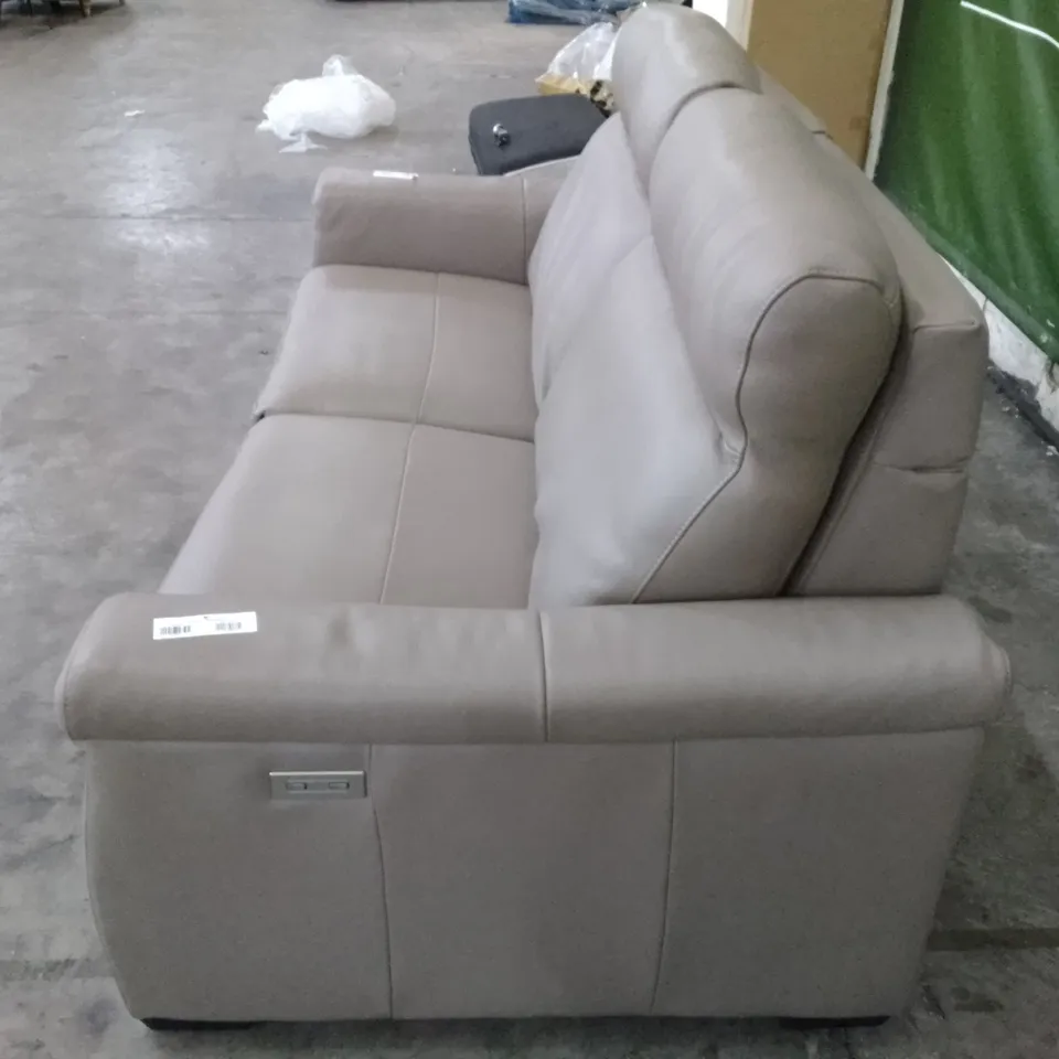 QUALITY ITALIAN DESIGNER ADRIANO ELECTRIC RECLINER 3 SEATER SOFA - GREY LEATHER