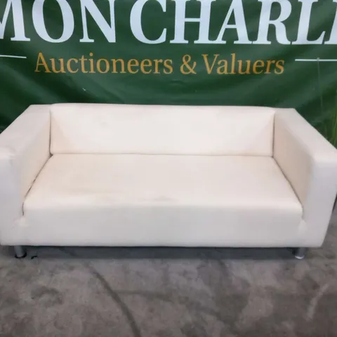 DESIGNER MOFFITT BEIGE FABRIC THREE SEATER SOFA