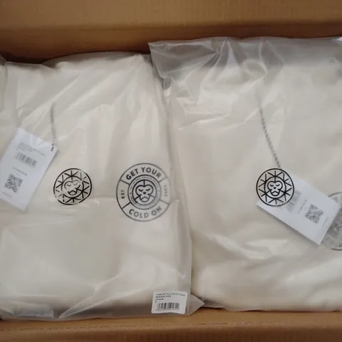 BOX OF APPROXIMATELY 14 x BRAND NEW BRASS MONKEY UNISEX HOODY, BMAW24UNH05 - OFF WHITE // SIZE: M