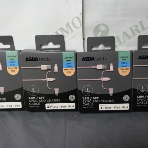 LOT OF 70 BRAND NEW 4-PACK BOXES OF 1.8M SYNC AND CHARGE CABLES FOR IPHONE - TOTAL 280 PIECES