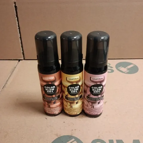 APPROXIMATELY 22 X ASSORTED MATRIX COLOR BLOW DRY HAIR CARE PRODUCTS TO INCLUDE CARAMEL BLONDE, GOLDEN BLONDE ETC