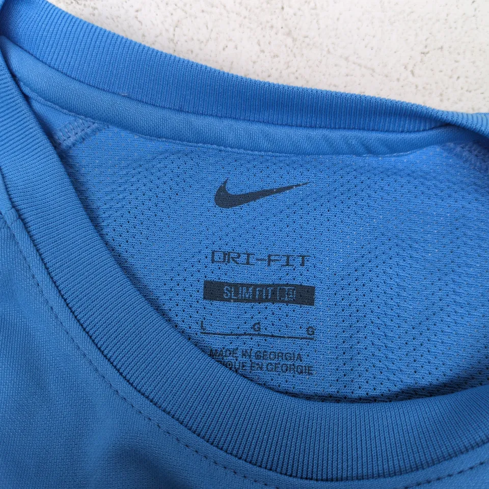 NIKE DRI-FIT MEN'S T-SHIRT – SLIM FIT, BLUE, UK LARGE (LG)