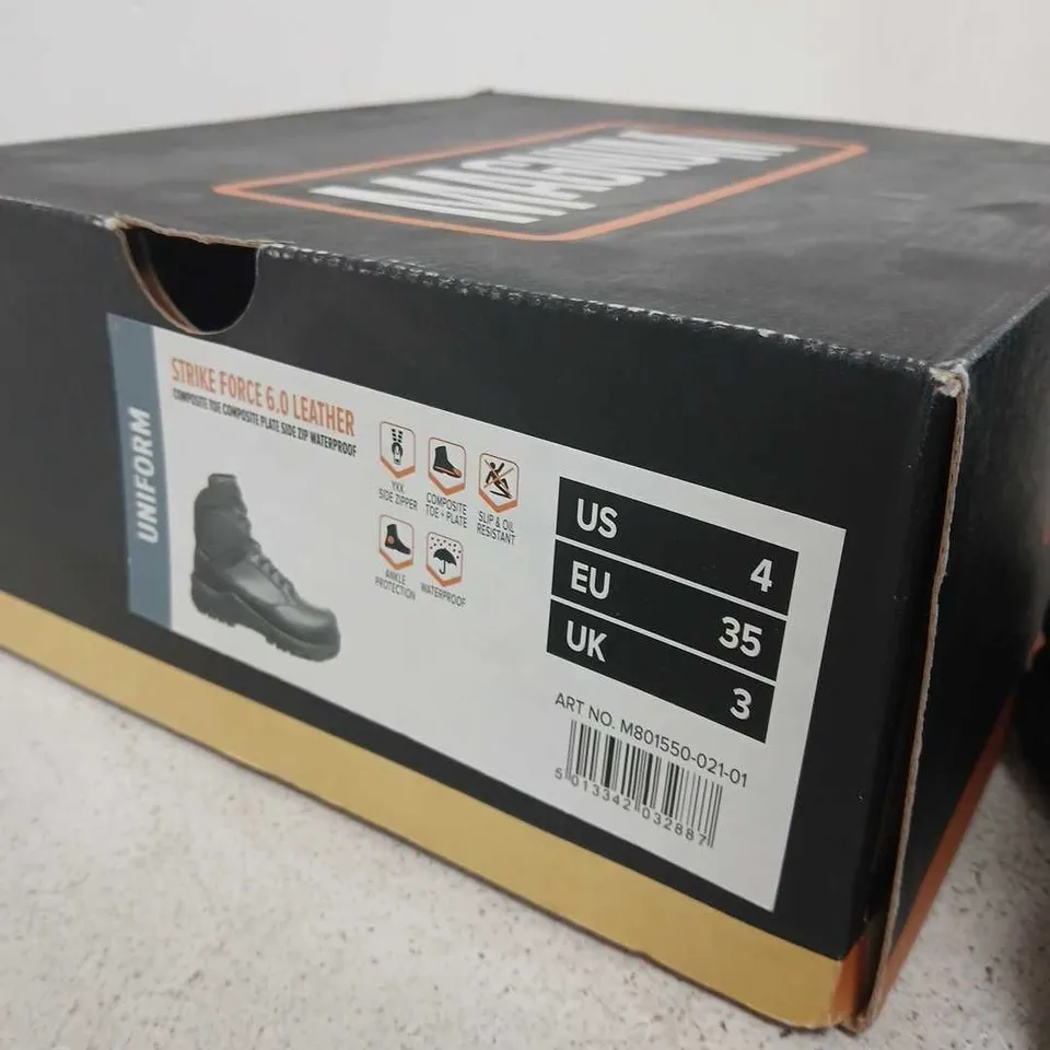 MAGNUM STRIKE FORCE 6.0 LEATHER SAFETY BOOTS – COMPOSITE TOE & PLATE, UK 3 (EU 35)