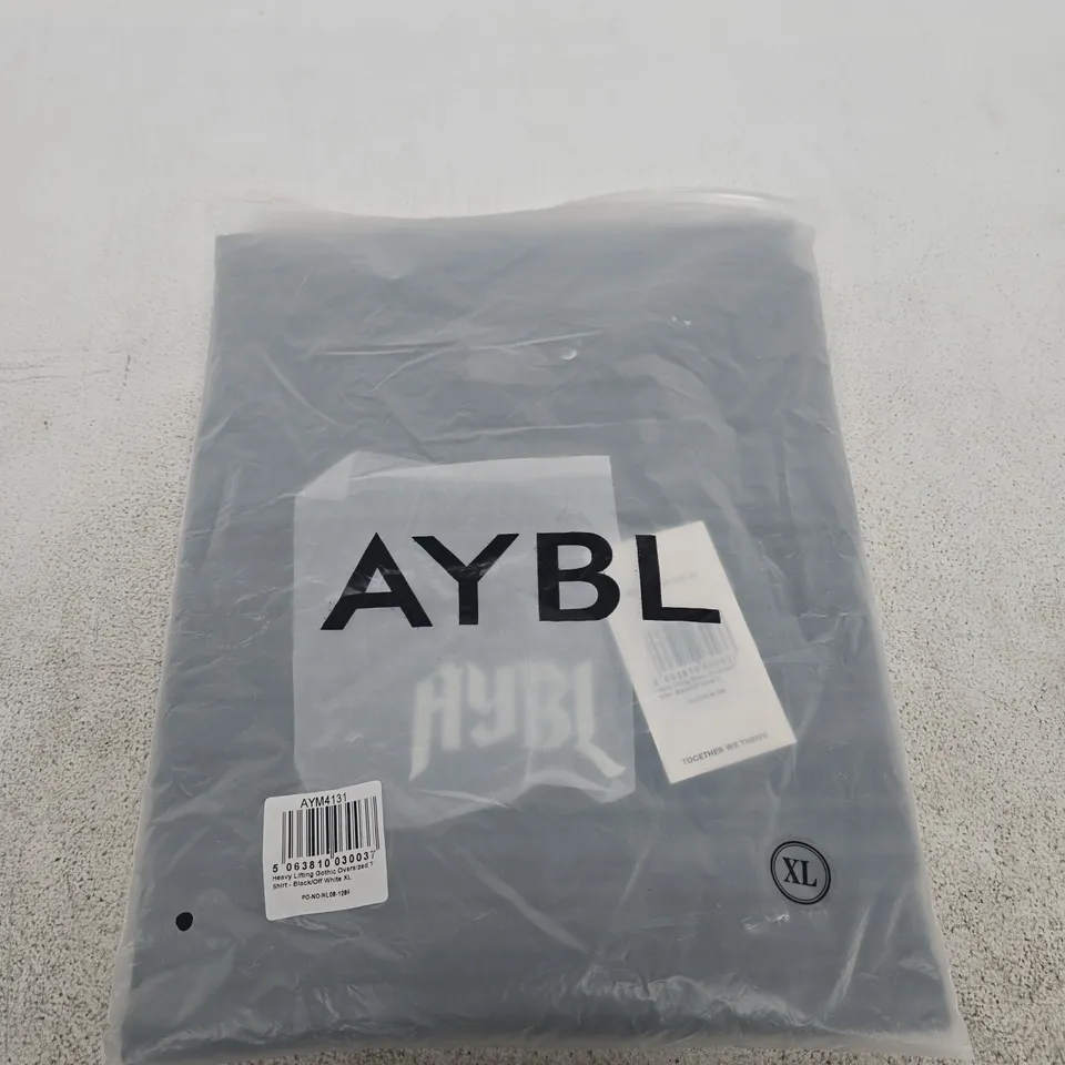 AYBL HEAVY LIFTING GOTHIC OVERSIZED SHIRT – BLACK/OFF WHITE, UK XL
