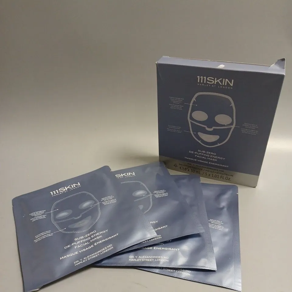 BOXED (4 MASKS PER BOX) 111SKIN SUB-ZERO DE-PUFFING ENERGY FACIAL MASKS - 4X30ML 