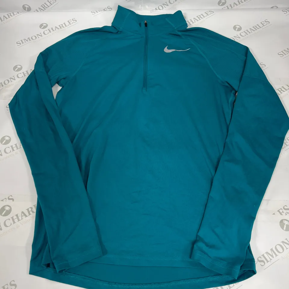NIKE DRI-FIT LONG SLEEVED RUNNING TOP IN TEAL SIZE SMALL